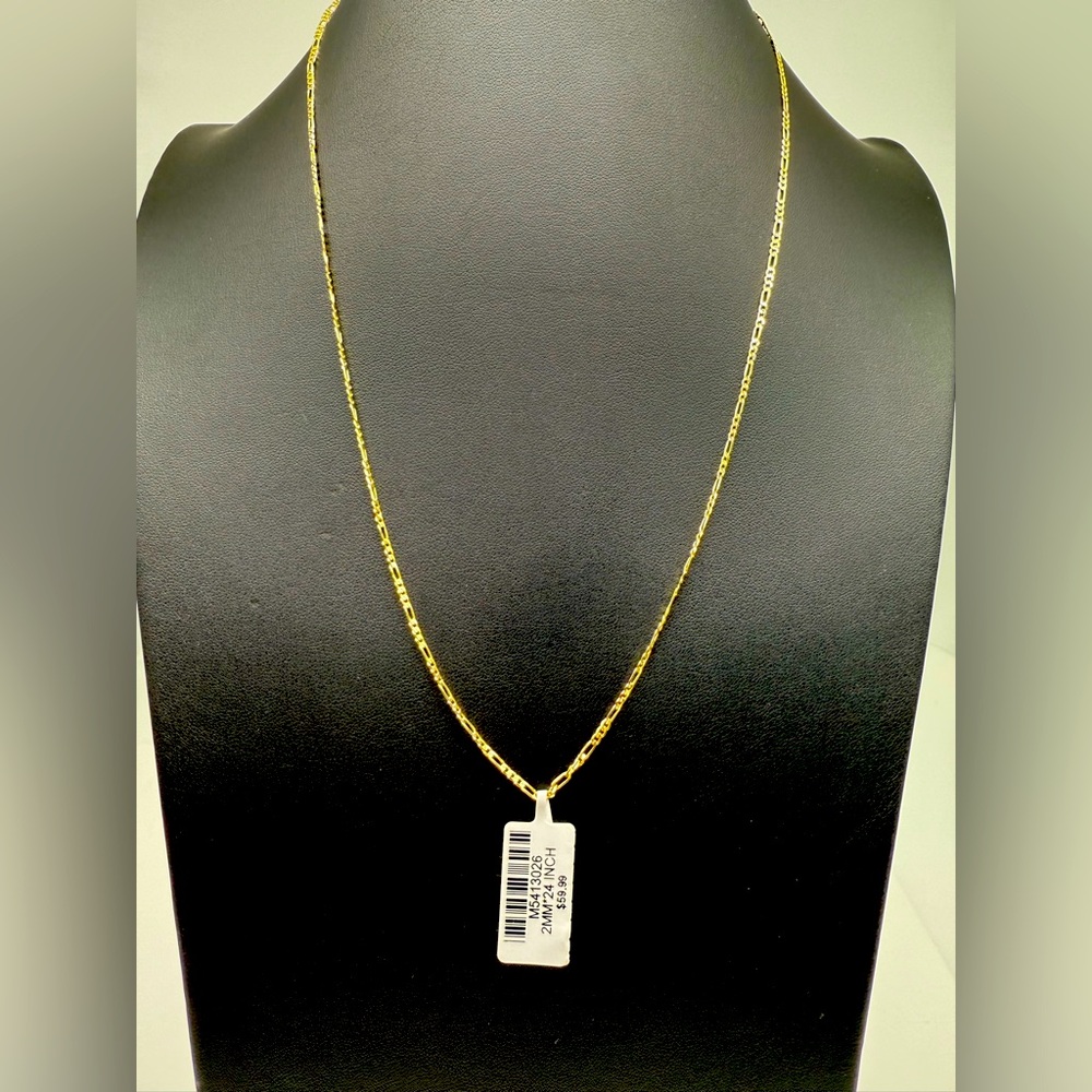 NEW Figaro Chain Gold Link Unisex Retail 24 Inches Long Stack Drip Necklace